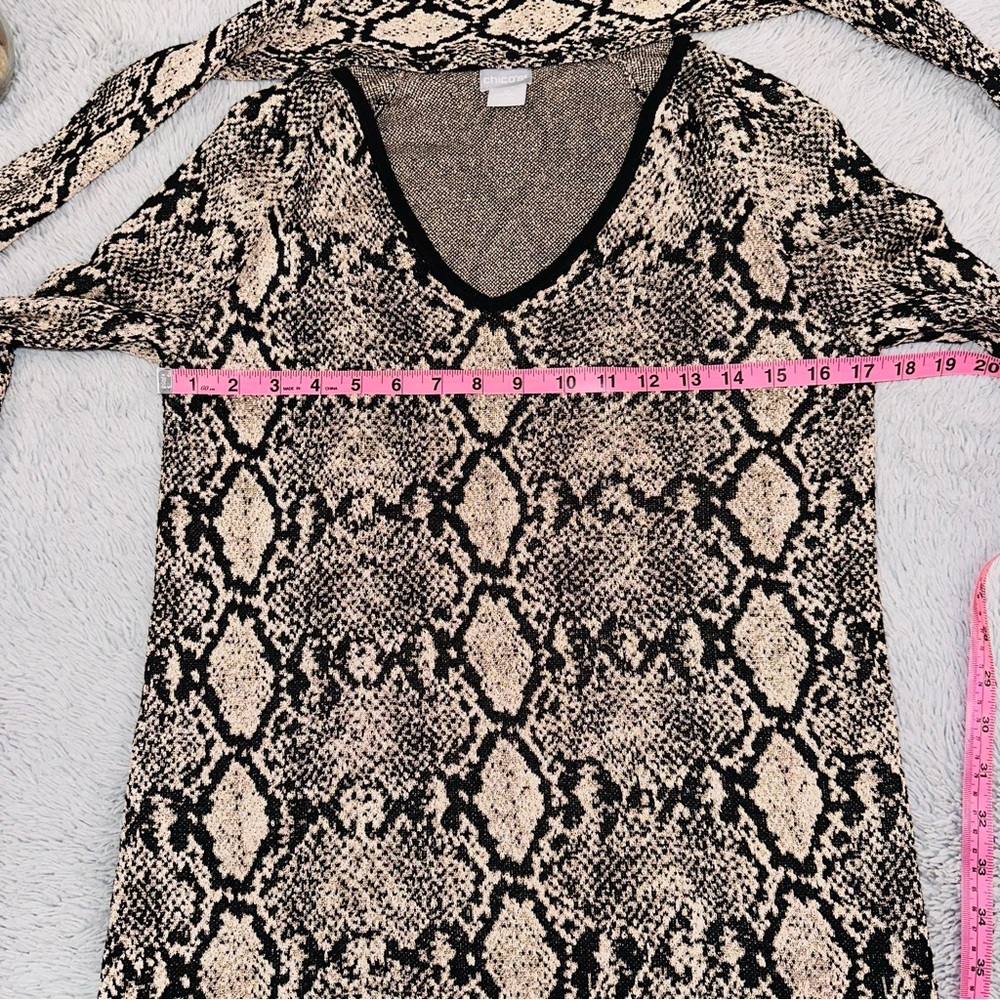 Chico’s Python-Print Tie Neck Sweater - image 6
